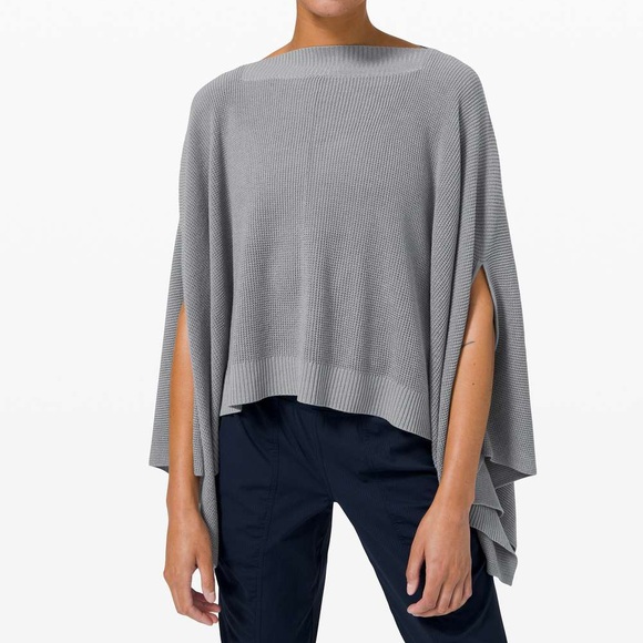 Lululemon Forward Flow Poncho Gray Knit One Size
